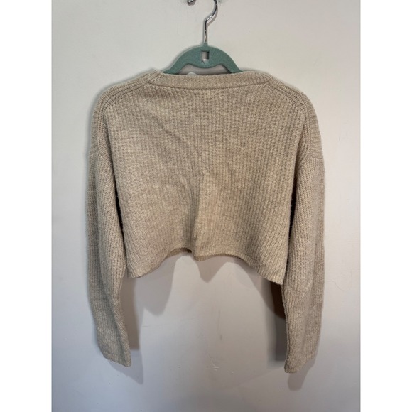 Reformation Lotto Wool Swester Sz M Tan Cropped - Picture 3 of 7
